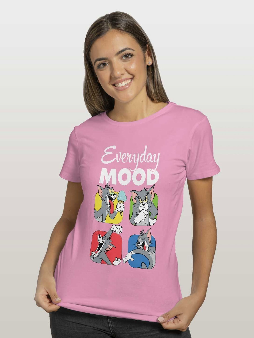 

macmerise Women Typography Printed Raw Edge T-shirt, Pink