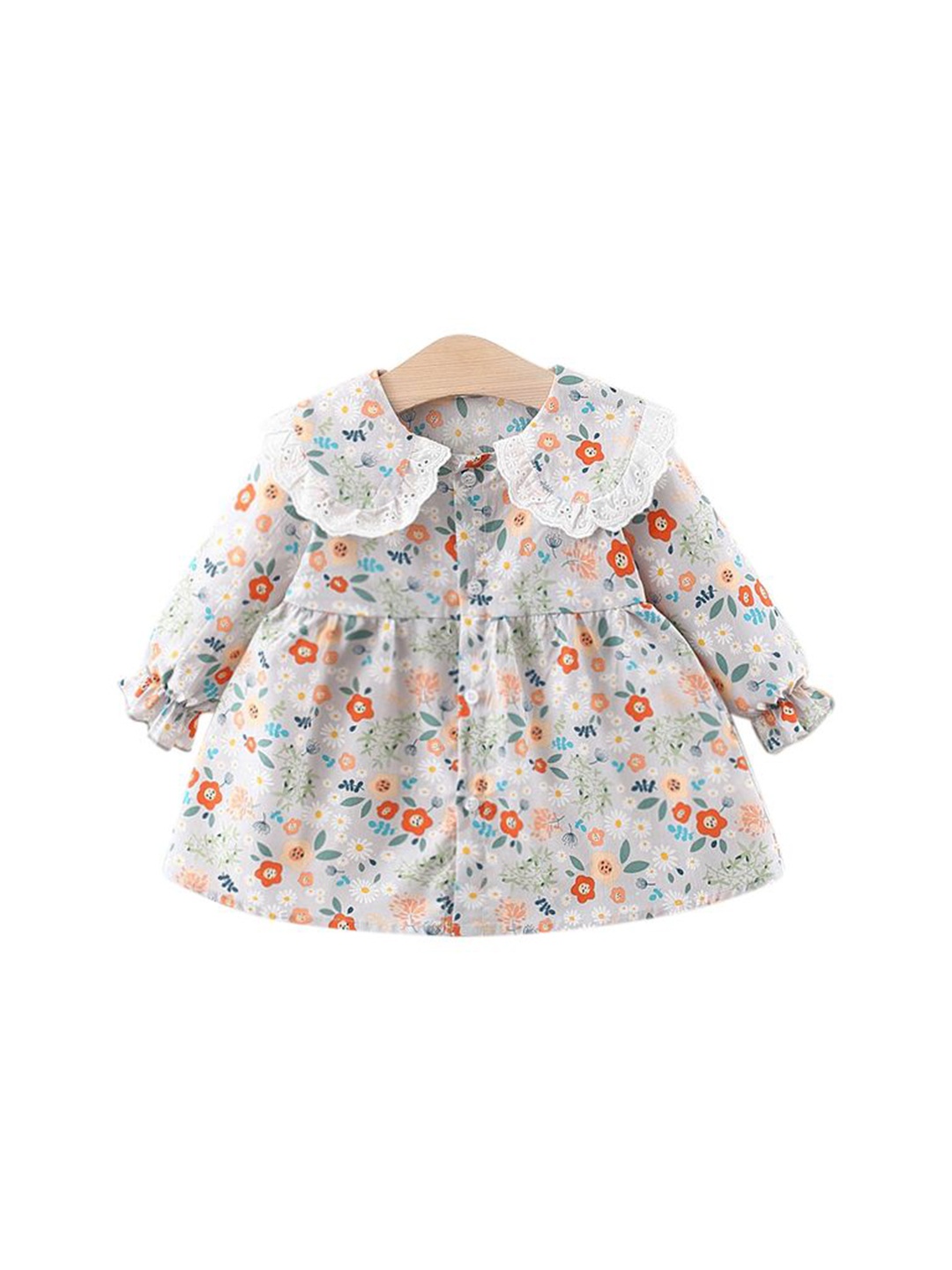 

StyleCast x Revolte Floral Printed Peter Pan Collar Puff Sleeve Shirt Dress, Blue