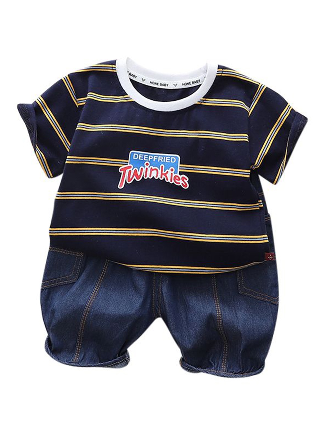 

StyleCast x Revolte Boys Printed Pure Cotton T-shirt with Shorts, Black