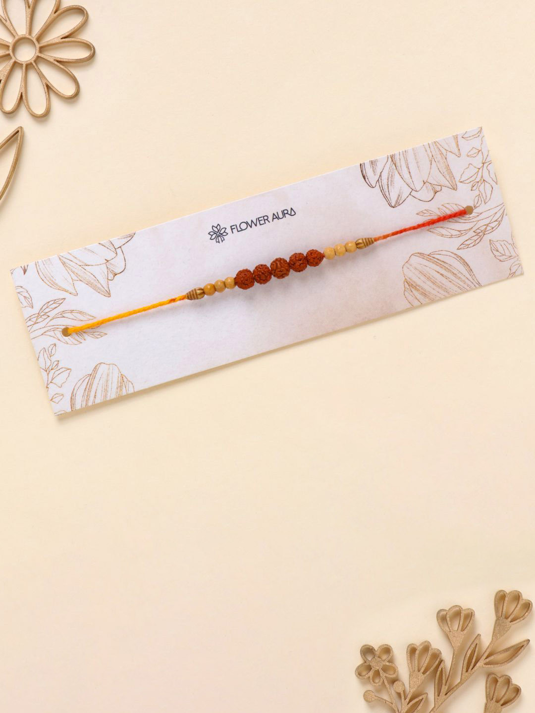 

Floweraura Rudraksha Beaded Thread Rakhi With Roli Chawal, Brown
