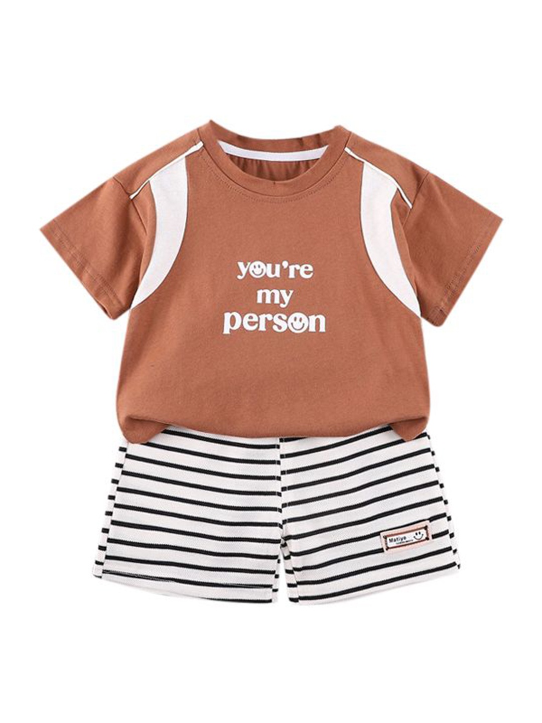 

StyleCast x Revolte Boys Printed Pure Cotton T-shirt with Shorts, Brown