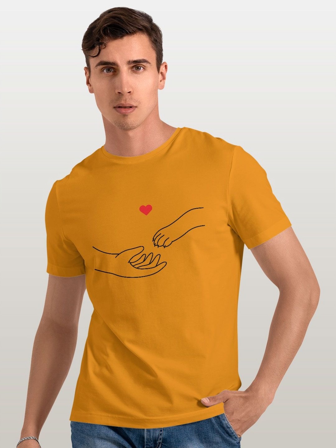 

macmerise Men Typography Printed Applique T-shirt, Yellow