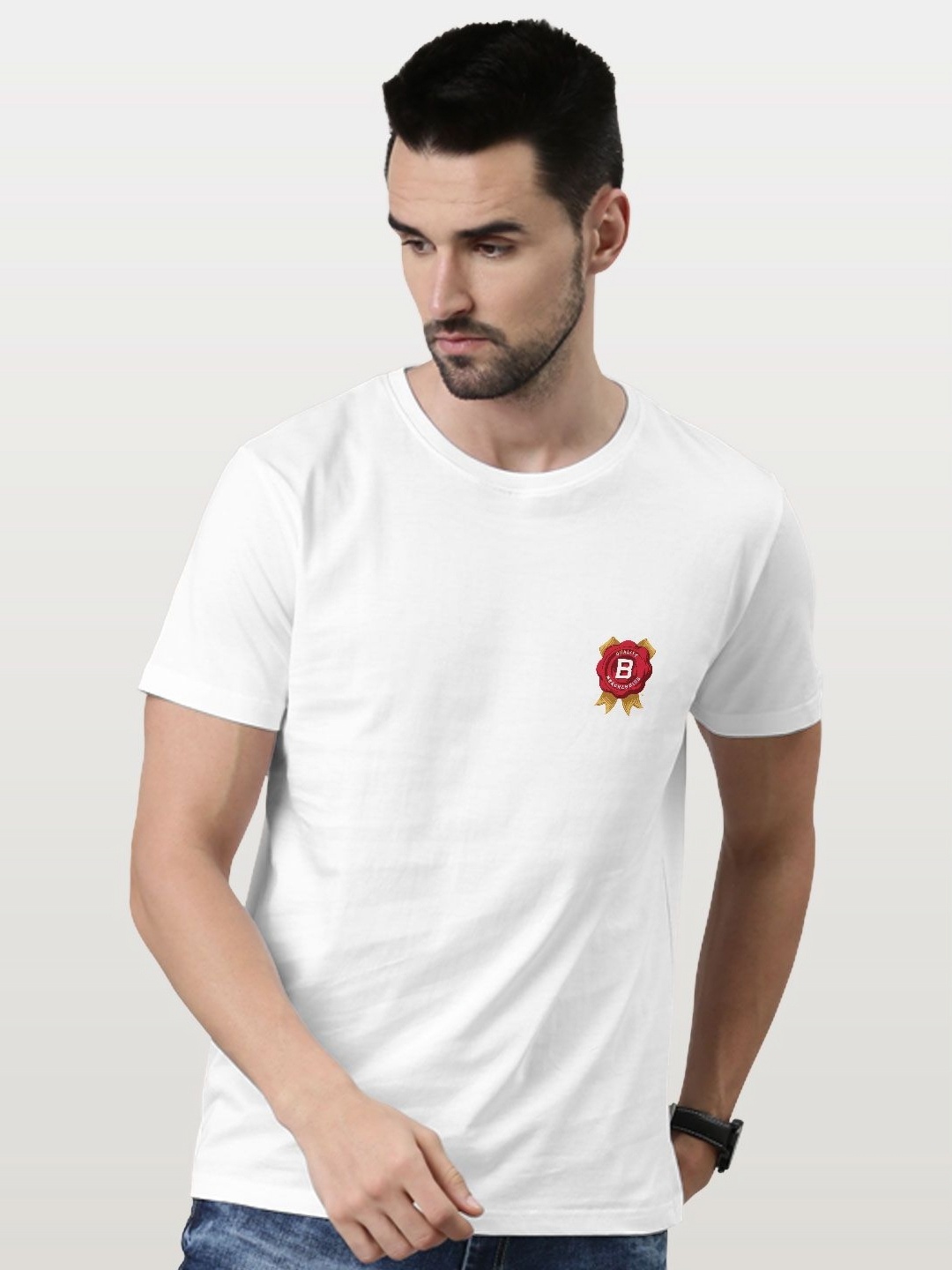 

macmerise Men Applique T-shirt, White