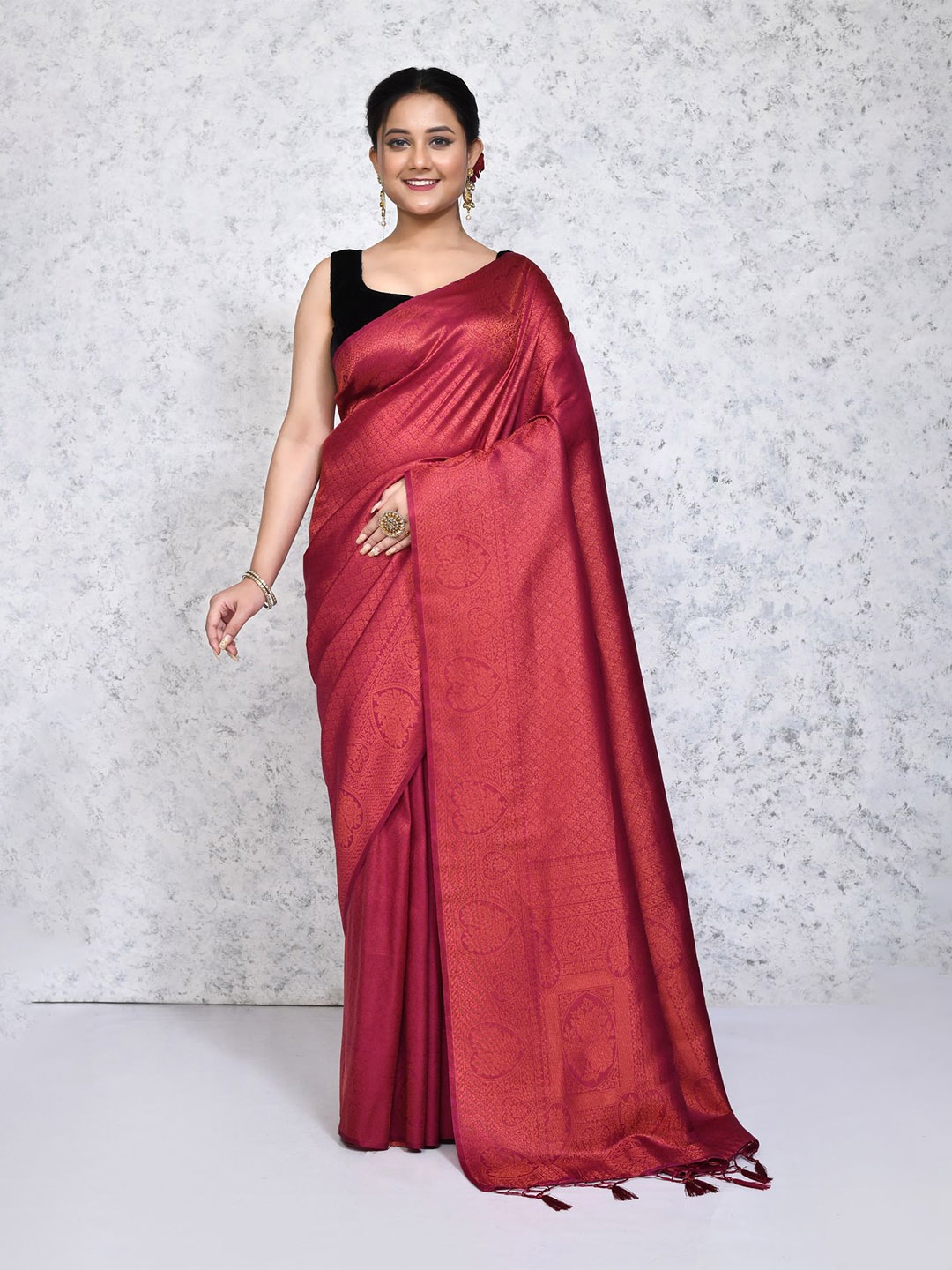 

SPRISH Ethnic Motifs Zari Pure Silk Saree, Pink