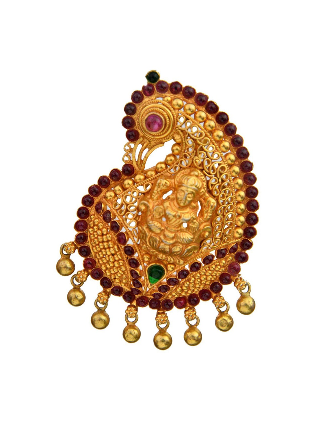 

Exotic India Sterling Silver Handcrafted Goddess Lakshmi Peacock Pendant, Gold