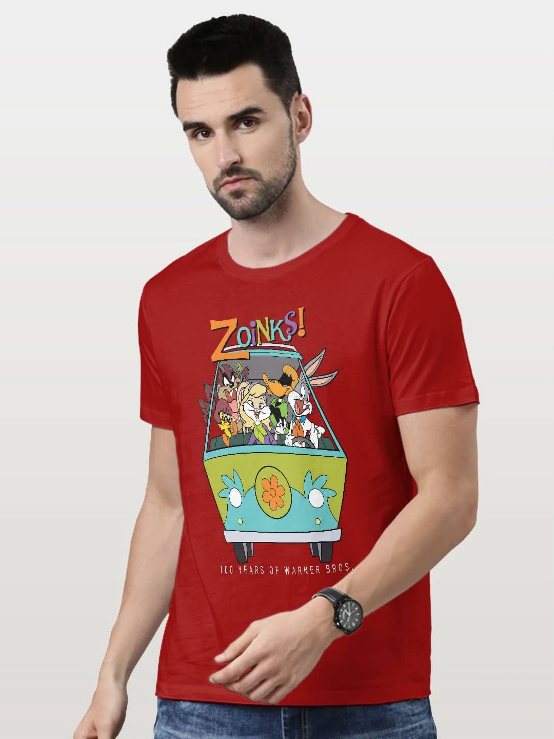 

macmerise Men Printed Applique T-shirt, Red