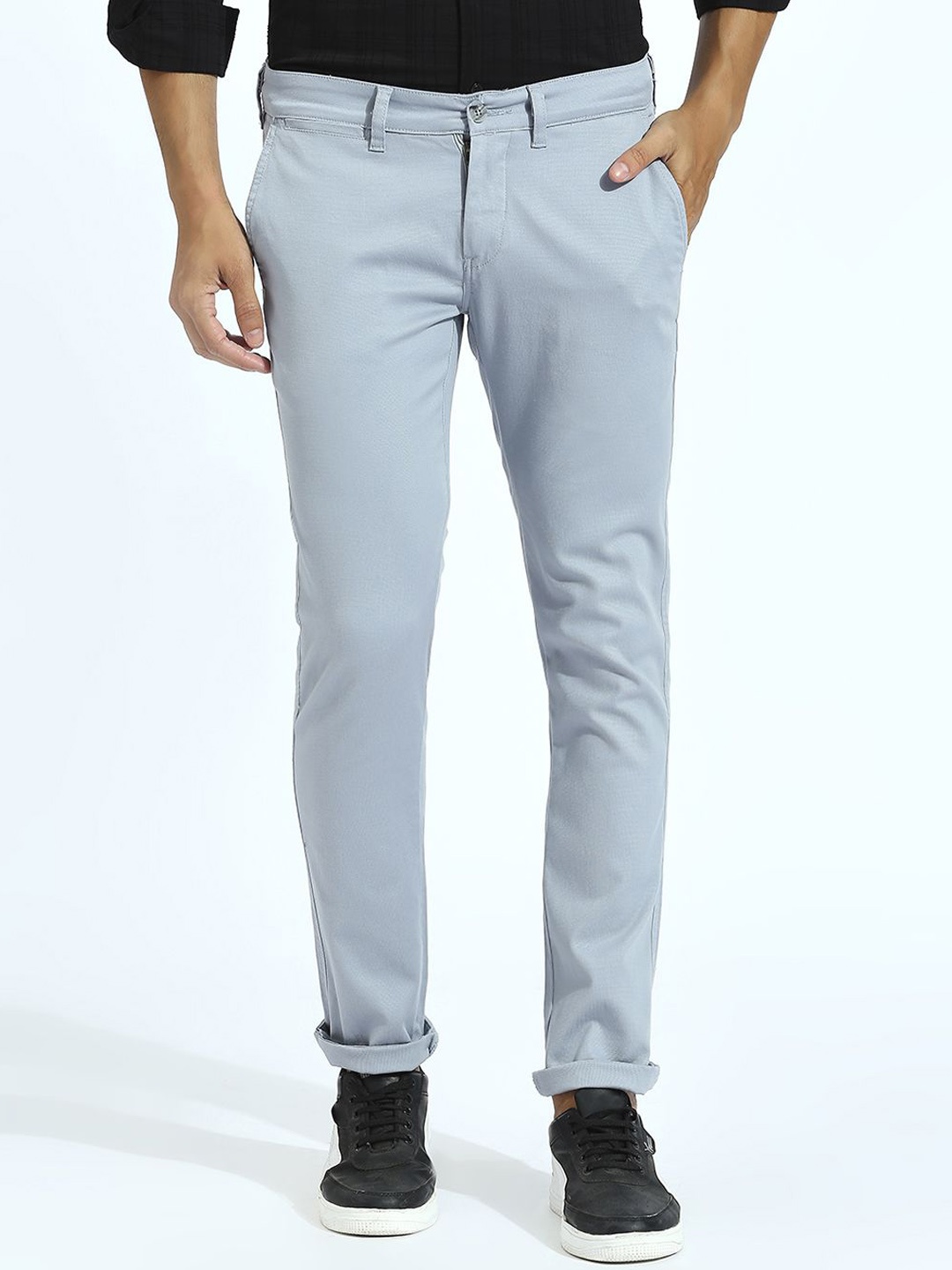 

Klub Fox Men Slim Fit Trousers, Grey