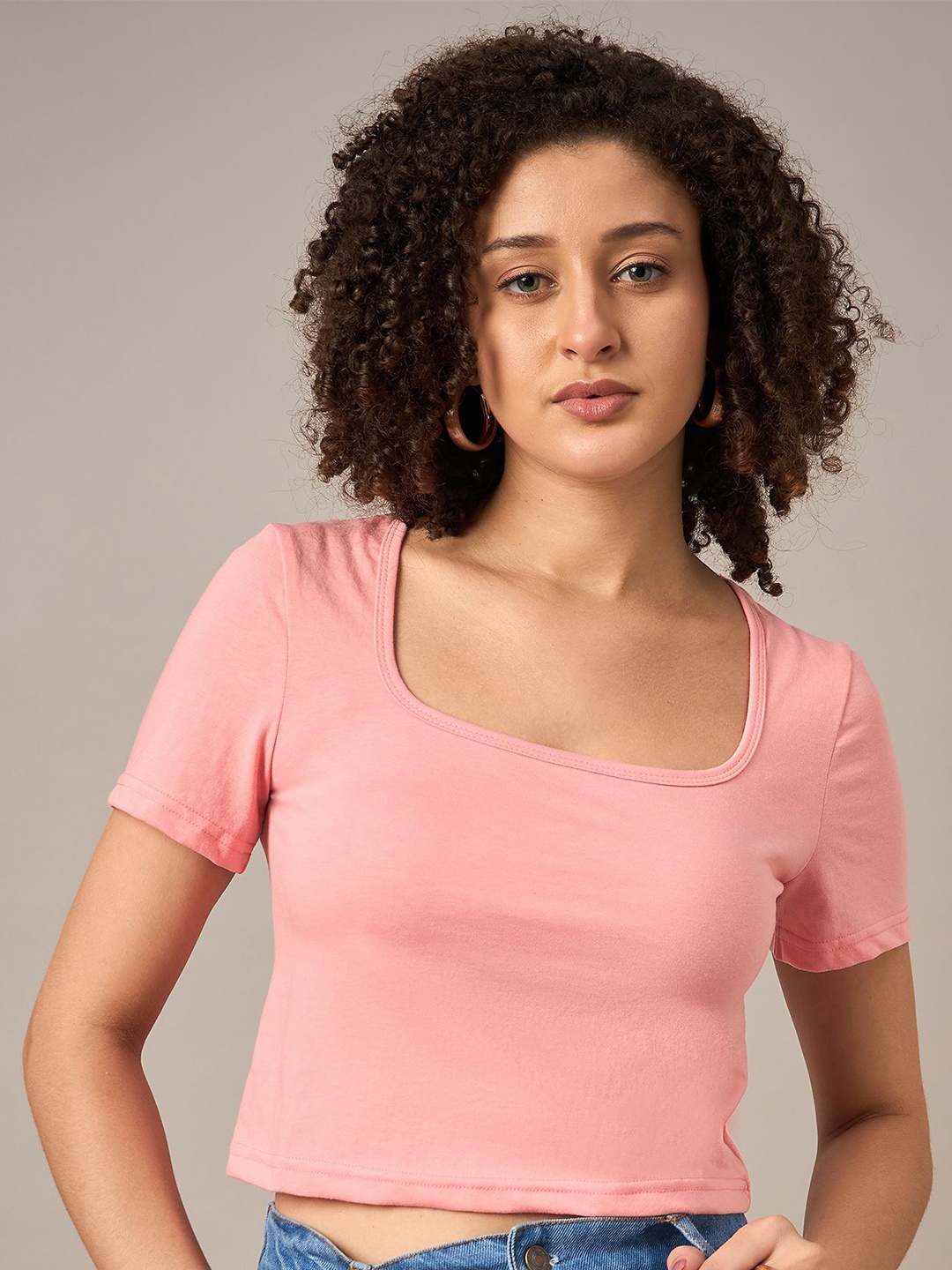 

The Roadster Lifestyle Co Cotton Crop Tshirts, Pink
