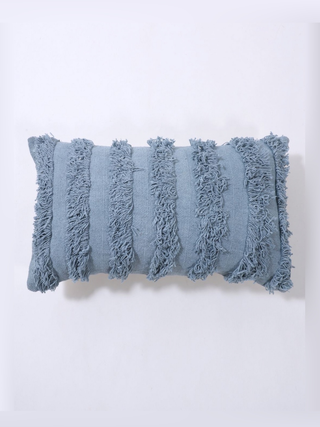 

Art Avenue Blue Striped Embroidered Cotton Rectangle Cushion Cover