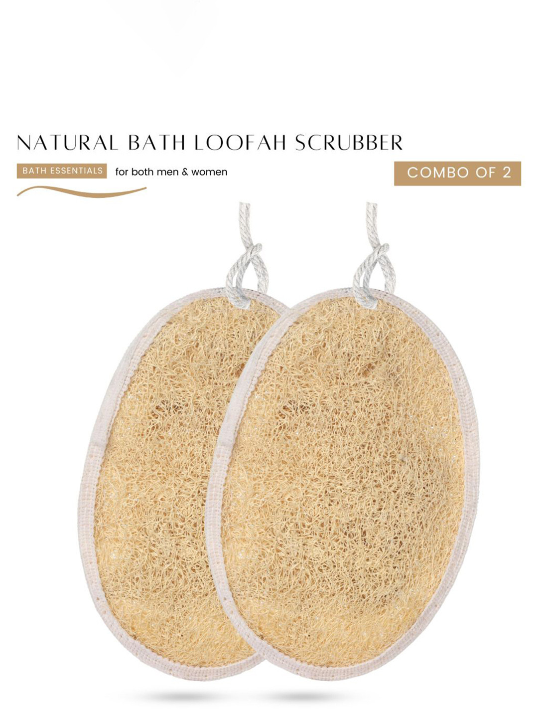 

CareDone Set Of 2 Natural Bath Loofah Scrubber, Beige