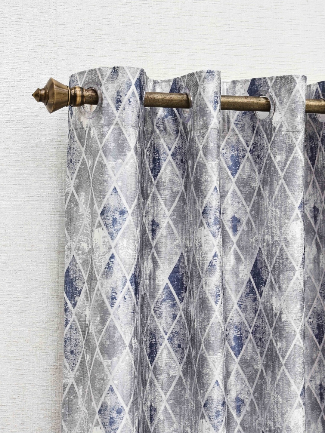 

Ariana Grey & Blue Geometric Room Darkening Jacquard Window Curtain