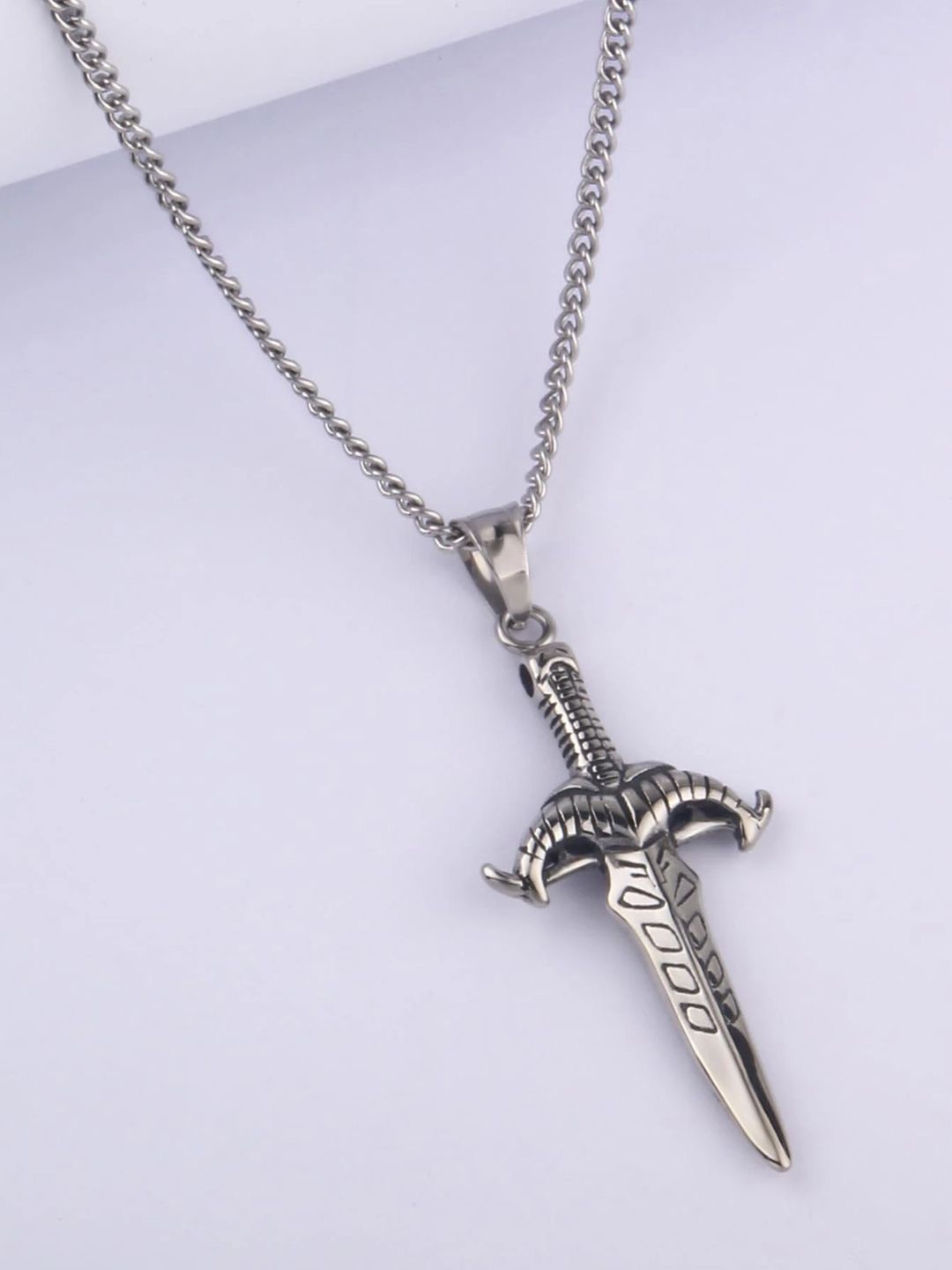 

KRENOZ Men Silver-Plated Pendant With Chain