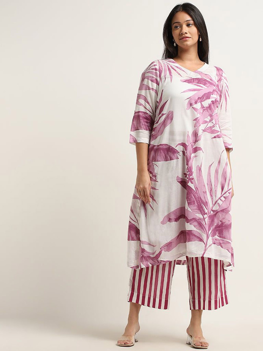 

Anni Designer Floral Printed Kurta with Palazzos, White