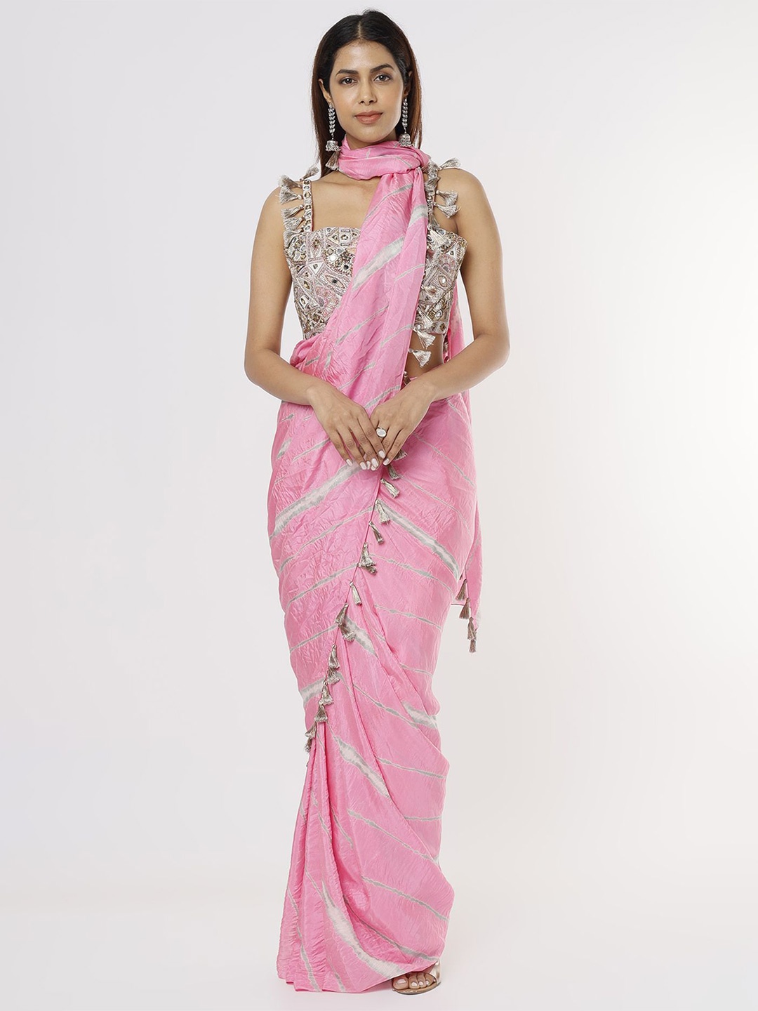 

Payal Singhal Leheriya Printed Saree, Pink