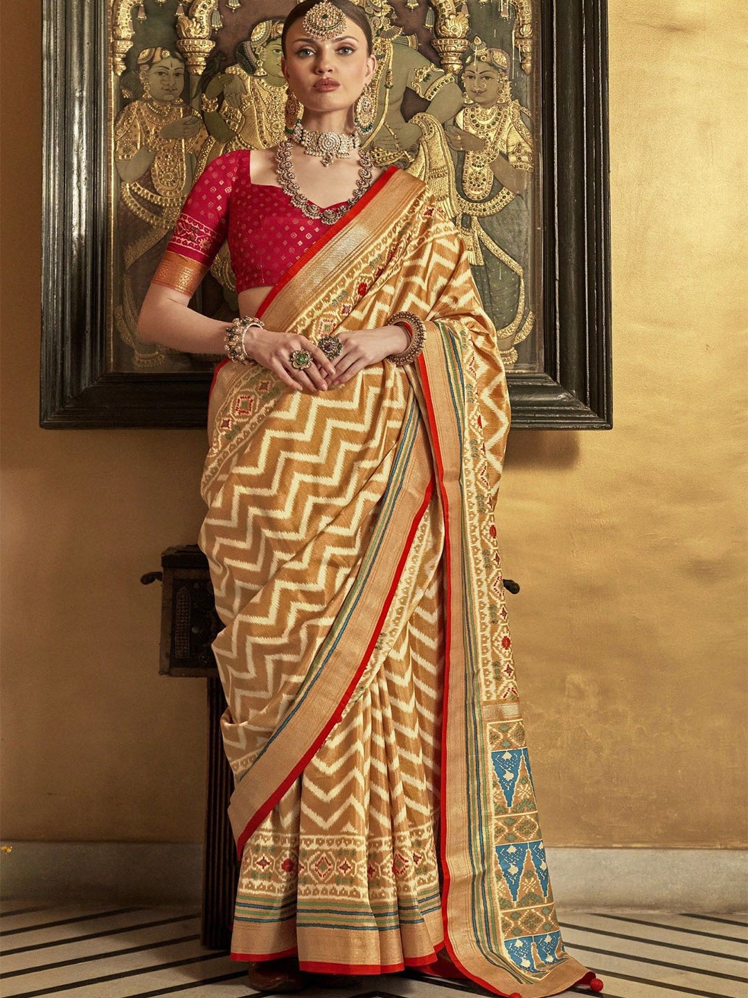 

MySilkLove Zari Patola Saree, Yellow
