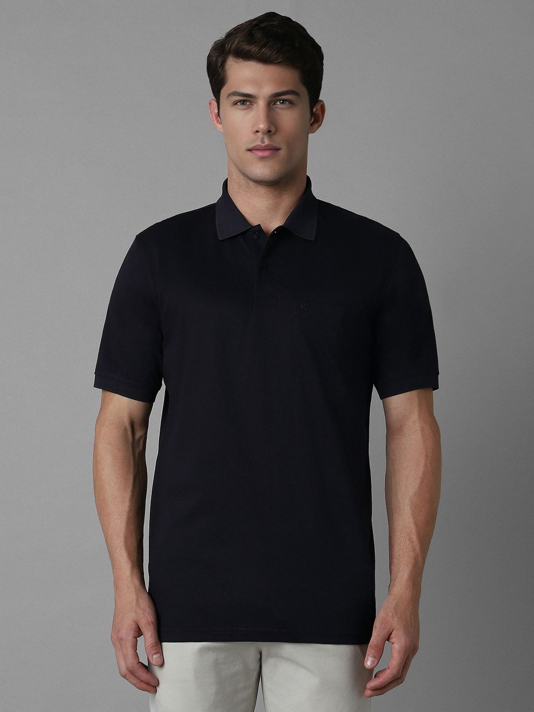 

Louis Philippe Men Solid Polo Collar Cotton T-shirt, Black