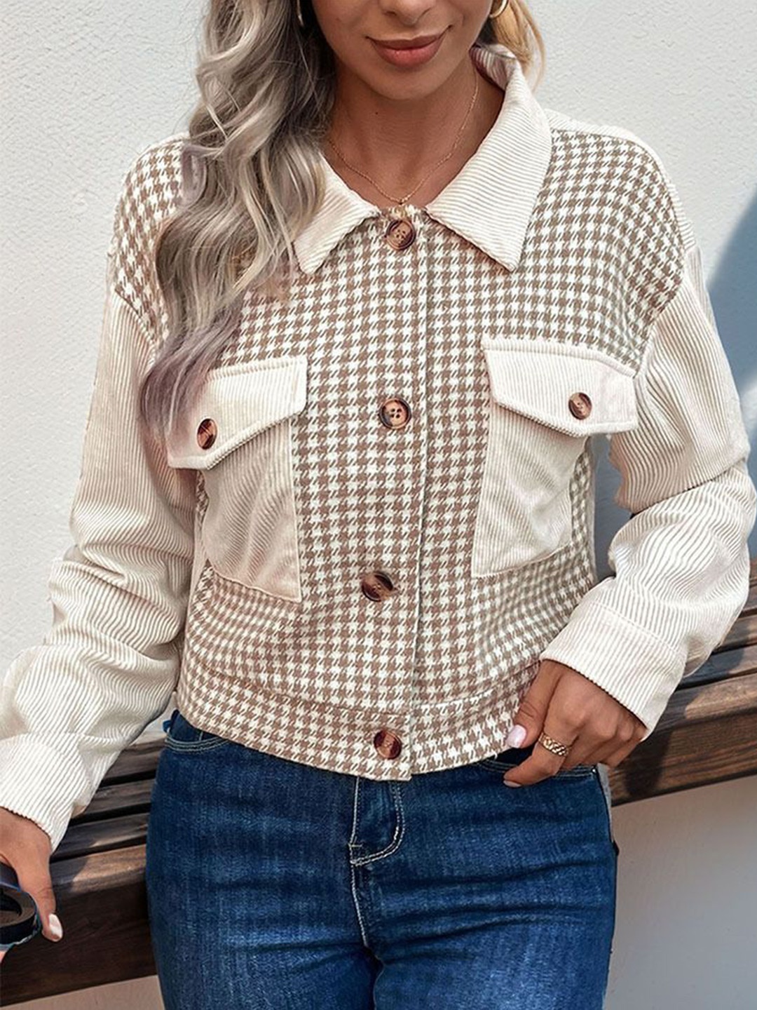 

StyleCast Women Crop Tailored Jacket with Embroidered, Beige
