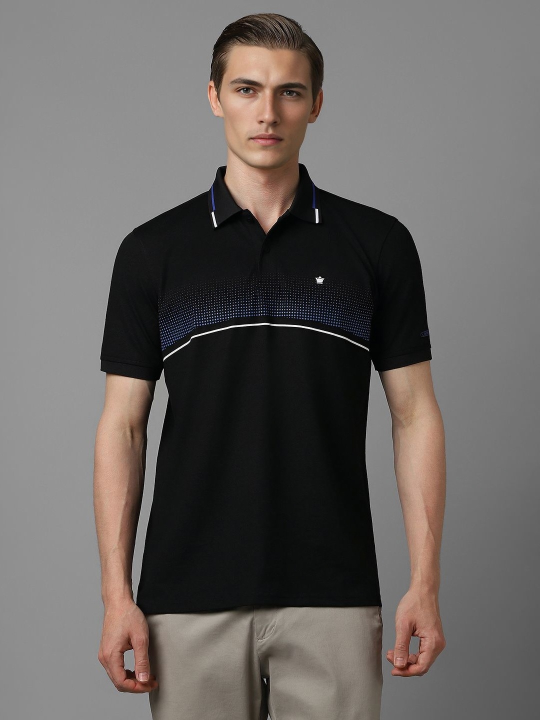 

Louis Philippe Men Graphic Printed Polo Collar T-shirt, Black