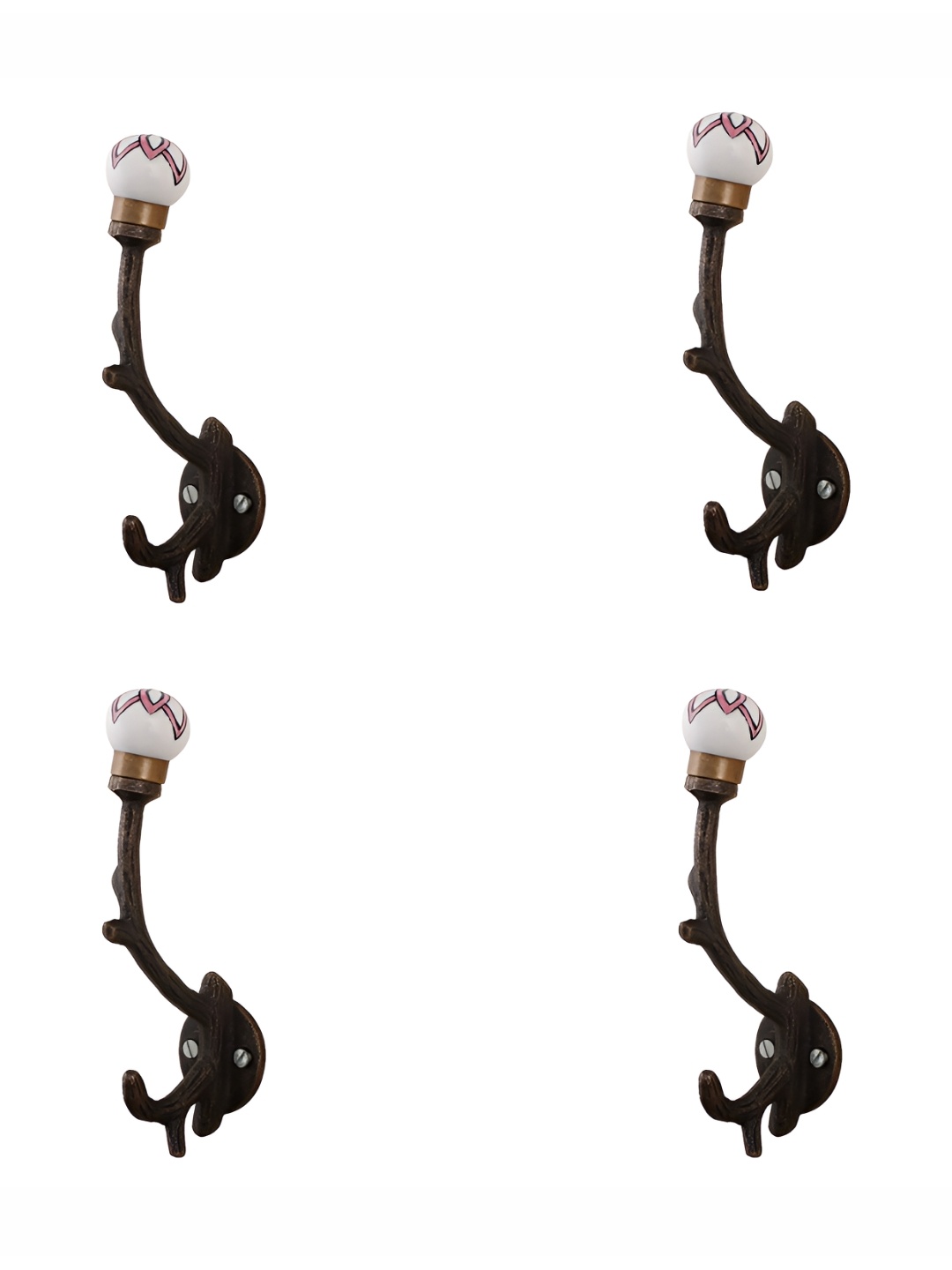 

Indianshelf Pink & White 4 Pieces Printed Hooks