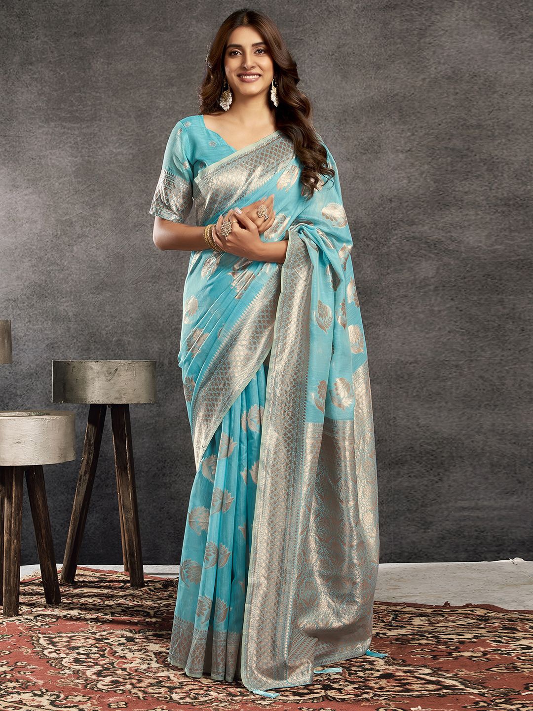 

Mitera Woven Design Zari Banarasi Saree, Blue