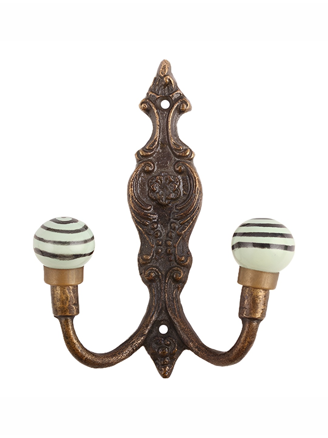 

Indianshelf Green & Brown 4 Pieces Printed Hooks