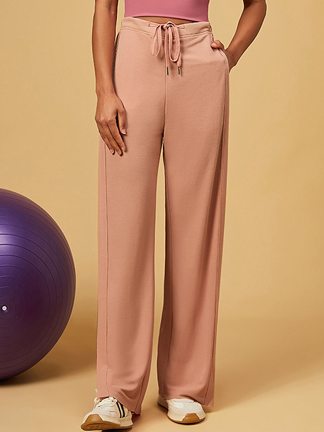 

LULU & SKY Women Mid-Rise Straight-Fit Regular Track Pants, Pink