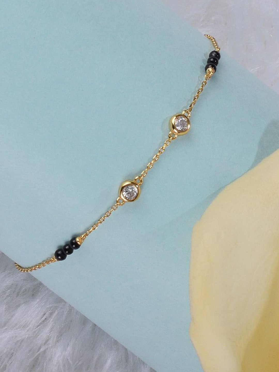 

PALMONAS Tarini 18K Gold-Plated Cubic Zirconia Studded Mangalsutra Wraparound Bracelet
