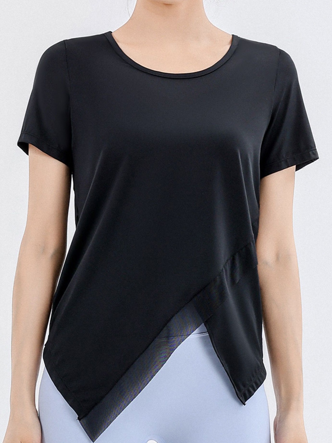 

LULU & SKY Round Neck Short Sleeves Regular Top, Black