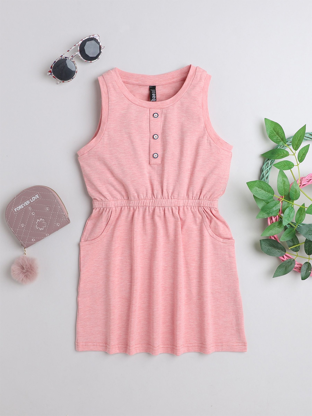

DALSI Girls Cotton Fit & Flare Dress, Pink
