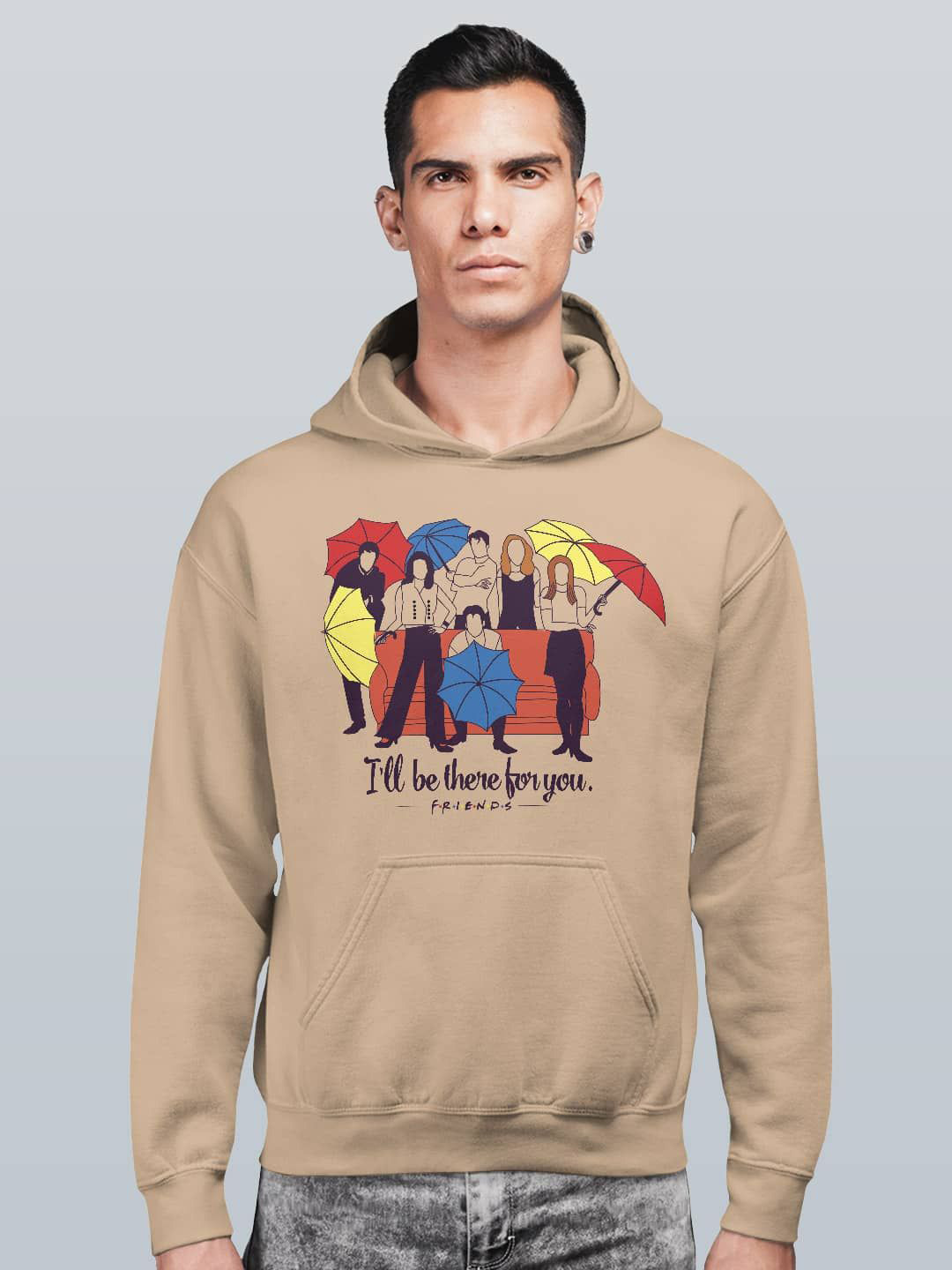 

macmerise Men Printed Hooded Sweatshirt, Beige