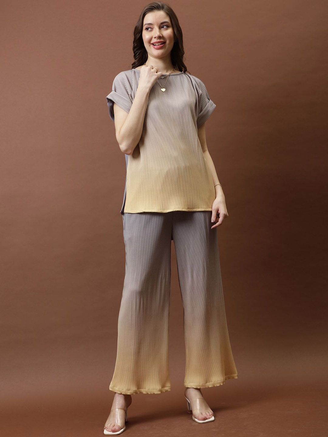 

Athena Ombre Pleated Top With Trousers, Yellow