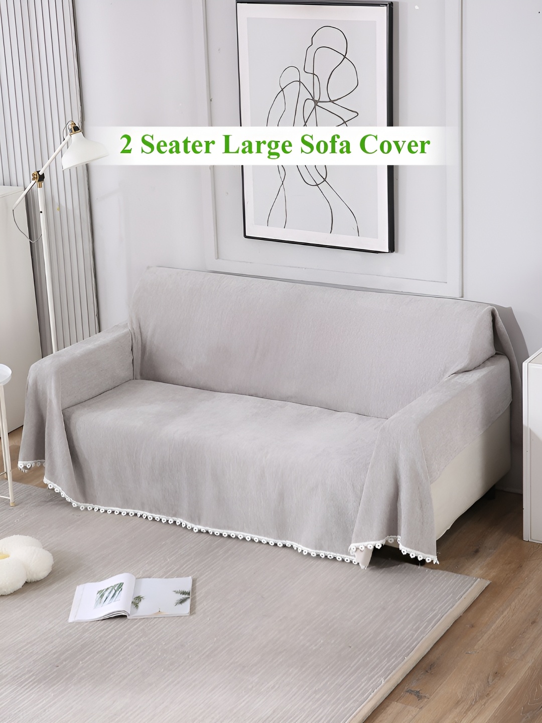 

HOKIPO Grey Cotton Chenille 2 Seater Sofa Throw