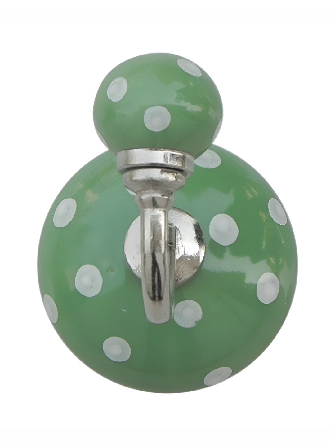 

Indianshelf Green & White 4 Pieces Printed Metal Hooks