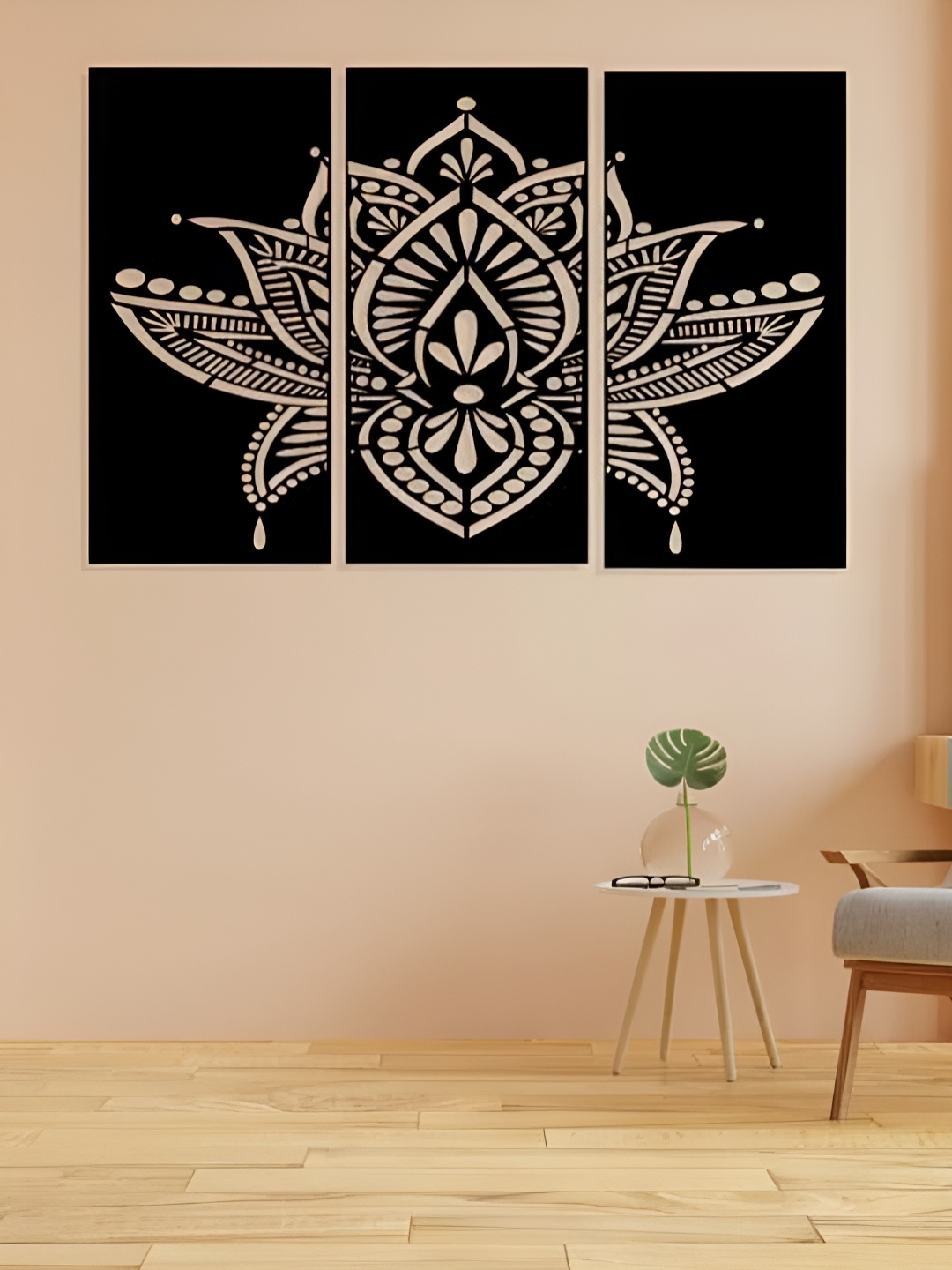 

ARTROOMS Black Lotus Flower Mandala Metal Wall Hanging