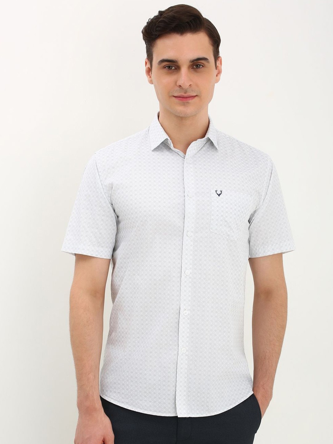 

Allen Solly Men Spread Collar Micro Ditsy Printed Cotton Slim Fit Casual Shirt, White