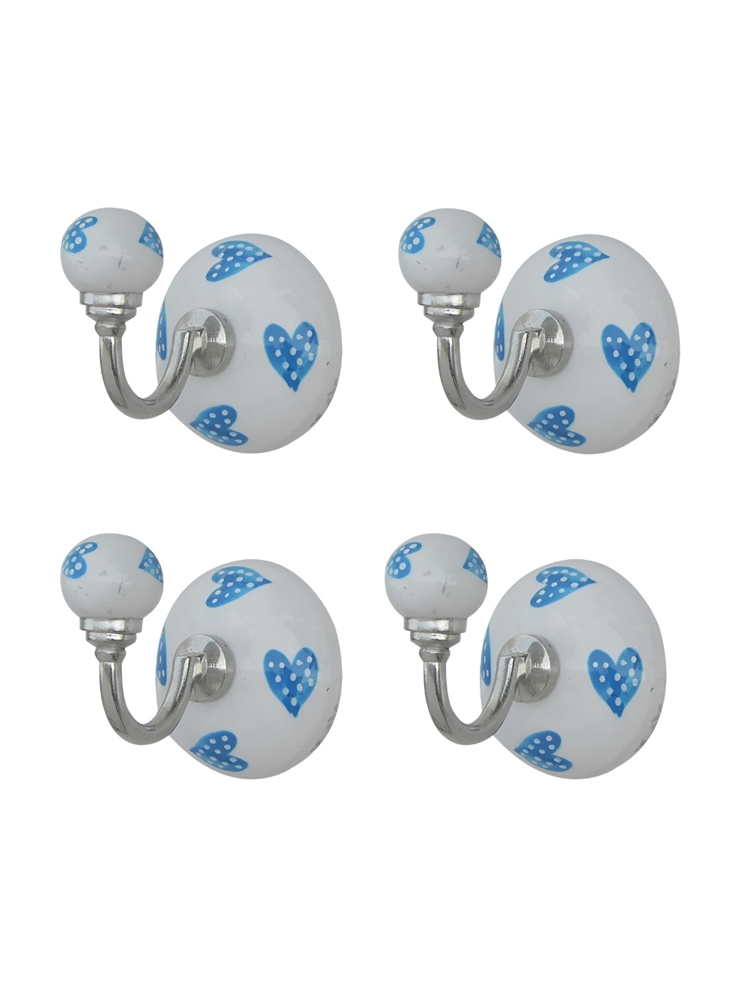 

Indianshelf Turquoise Blue & White 4 Pieces Printed Wall Hooks