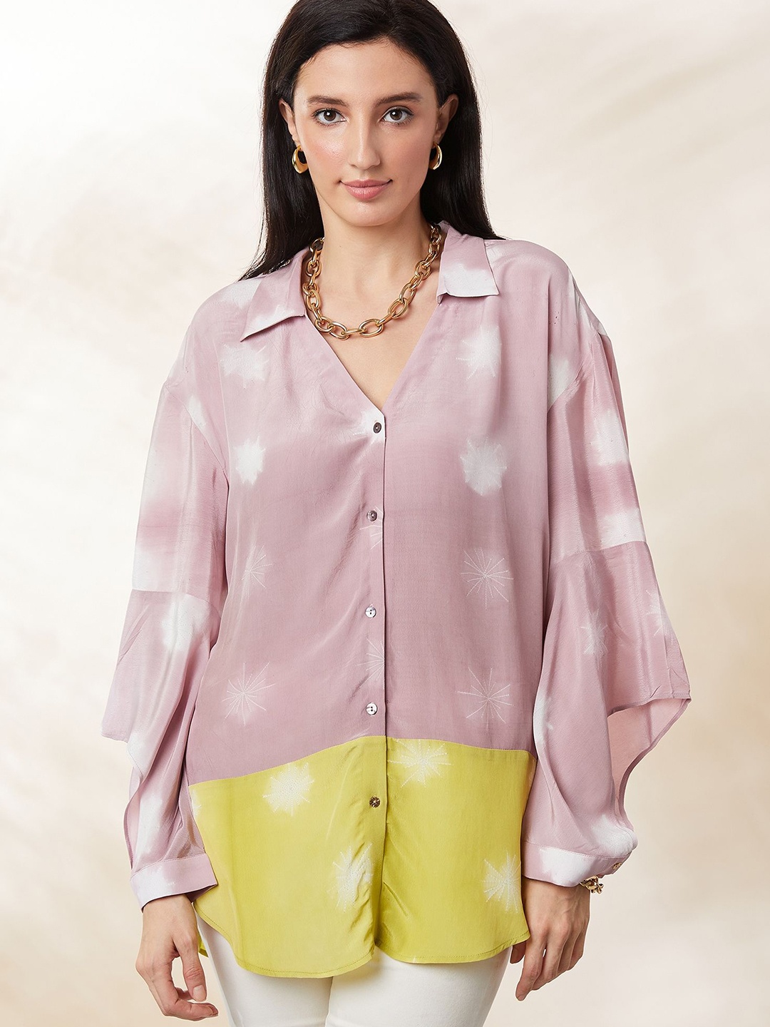 

SEVENDC Floral Print Shirt Style Top, Purple