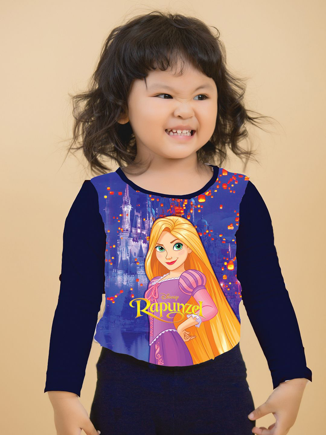 

KINSEY Girls Rapunzel Printed T-shirt With Pyjamas, Navy blue