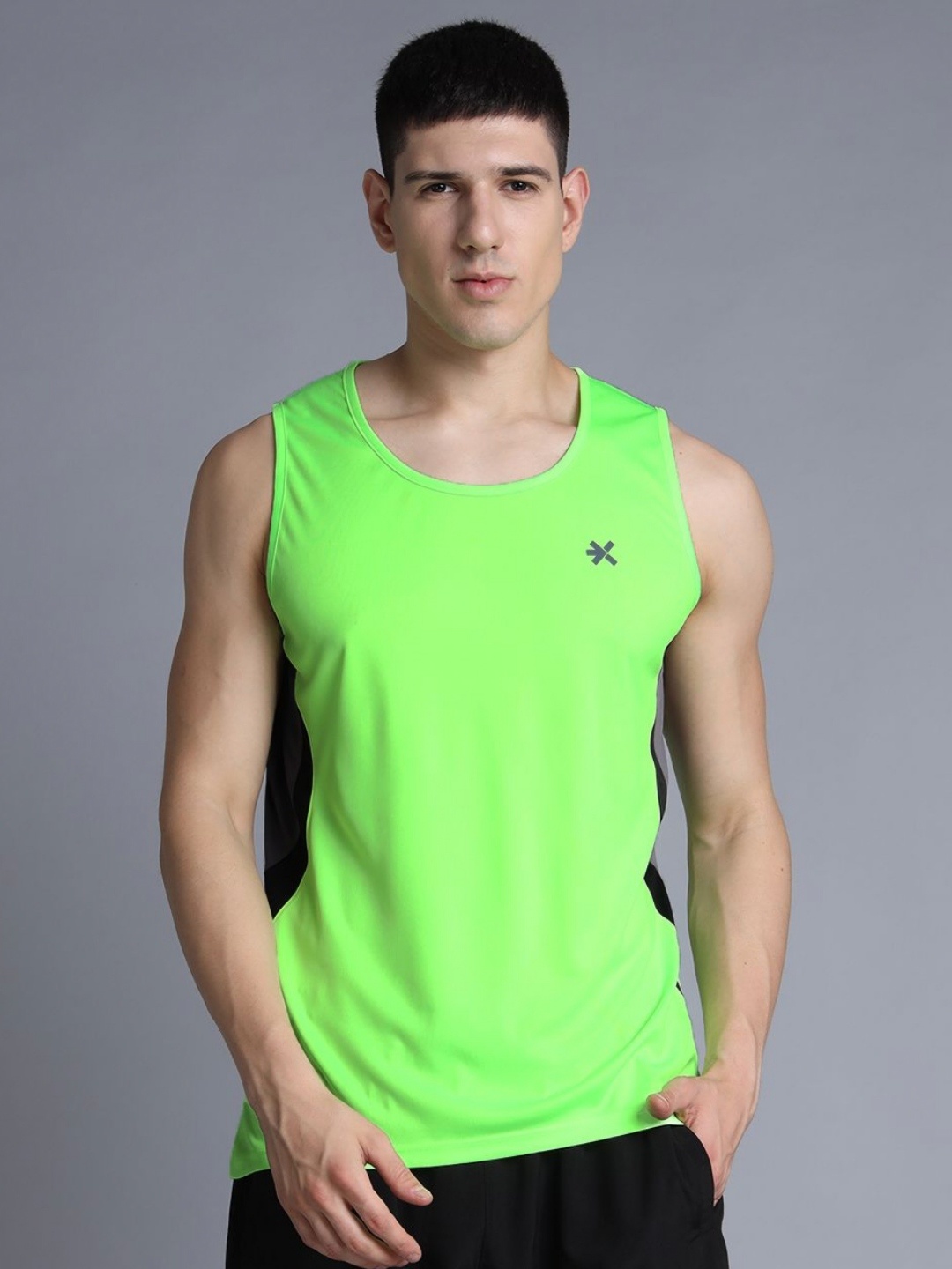 

HRX by Hrithik Roshan Men Solid Round Neck T-shirt, Fluorescent green