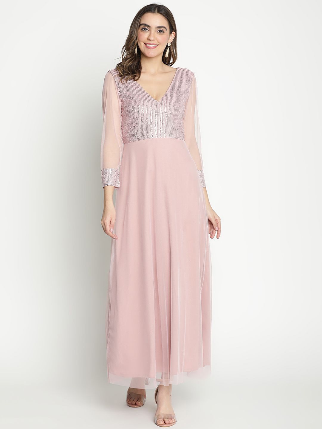 

DRAAX Fashions Embellished Sequined Maxi Dress, Pink