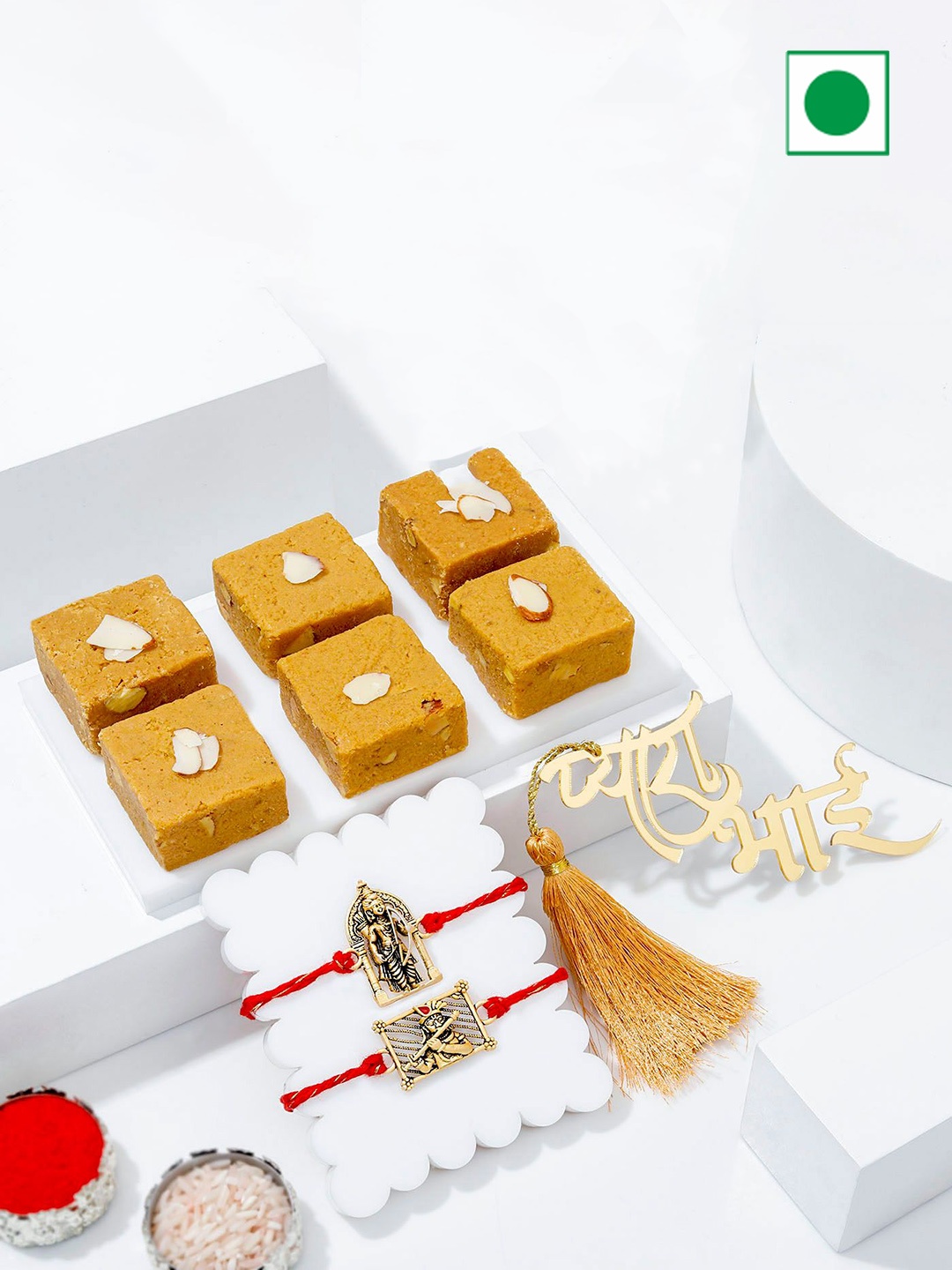 

IGP Set Of 2 Rakhis With Sweet Gifts, Multi