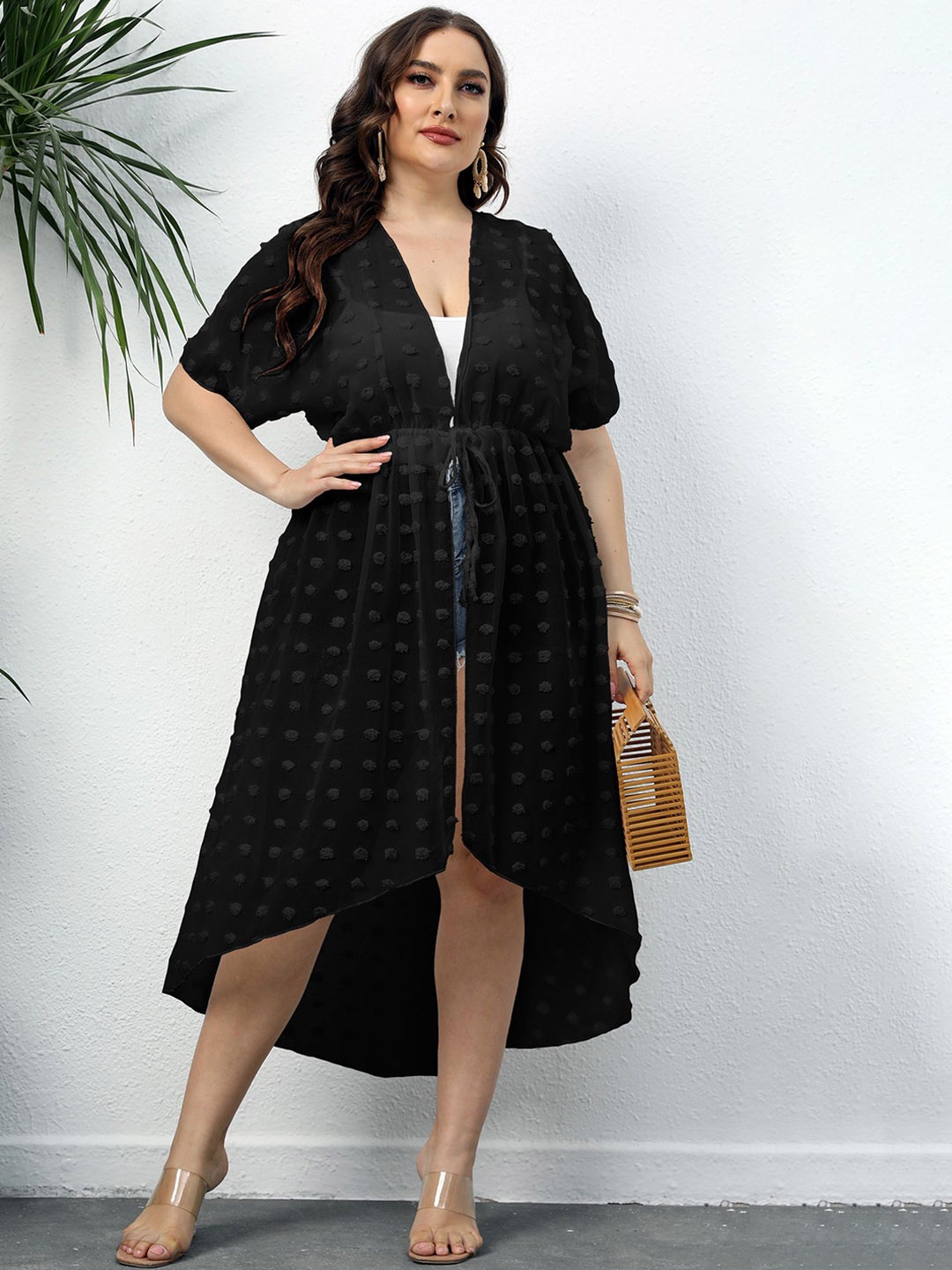 

LULU & SKY Tie-up Plus Size Cover-up, Black