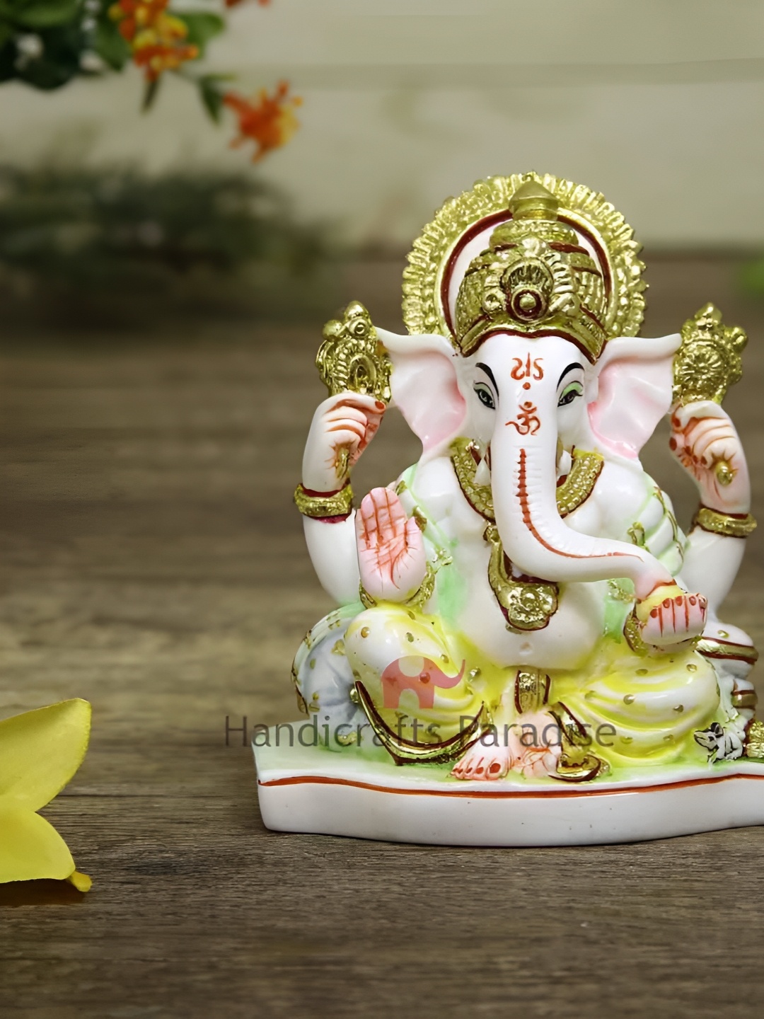 

HANDICRAFTS PARADISE White & Gold toned Religious Idol Showpiece