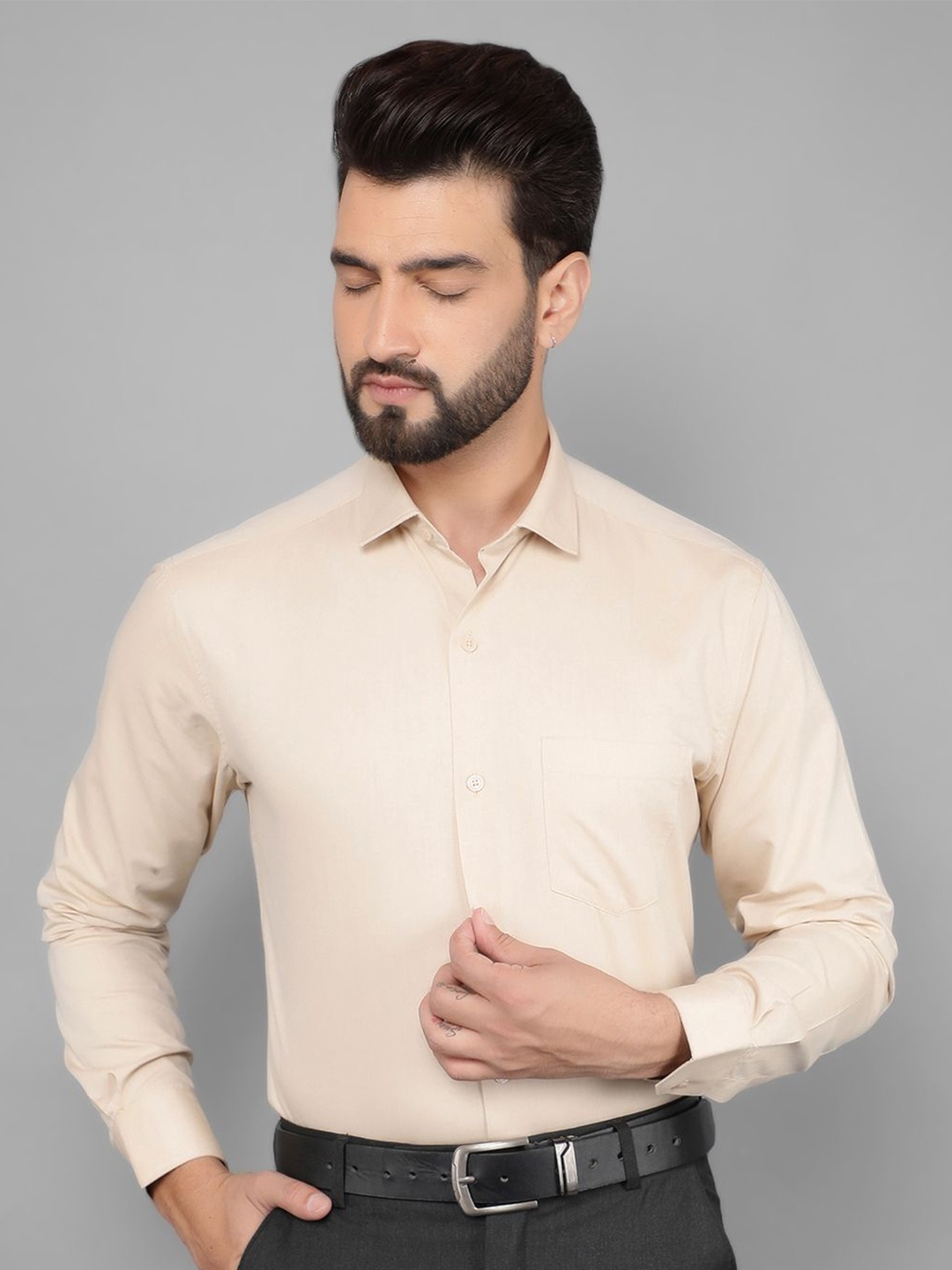 

Canary London Men Smart Opaque Formal Shirt, Beige