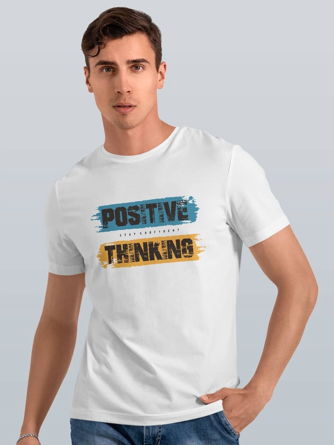 

macmerise Men Typography Printed Applique T-shirt, White