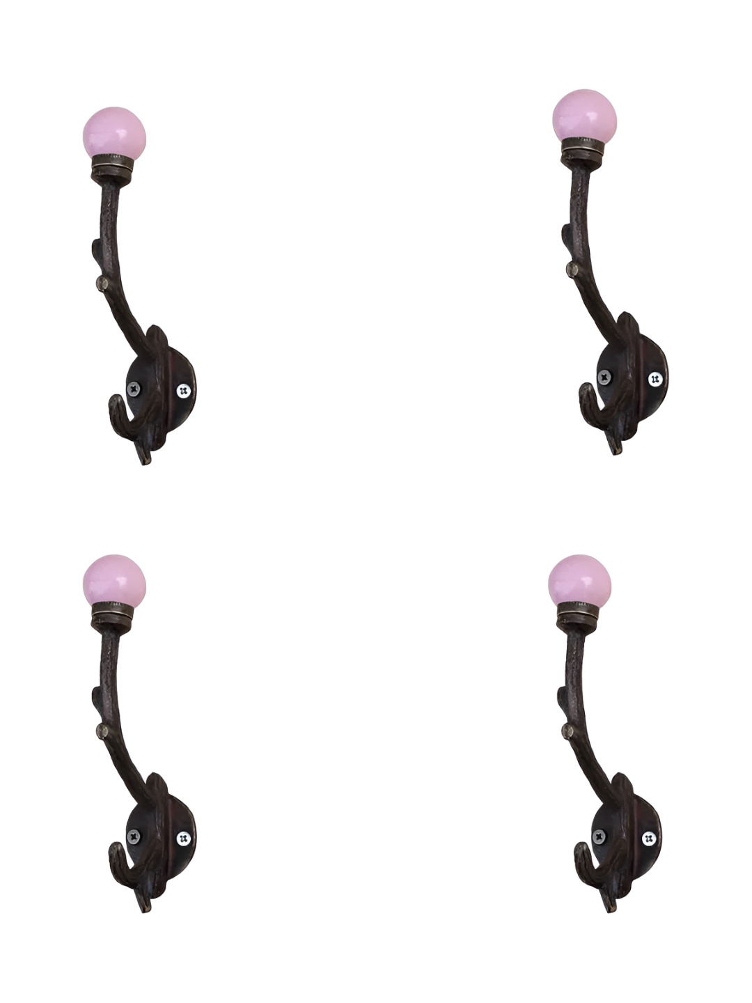 

Indianshelf Pink & Black 4 Pieces Textured Metal Hooks