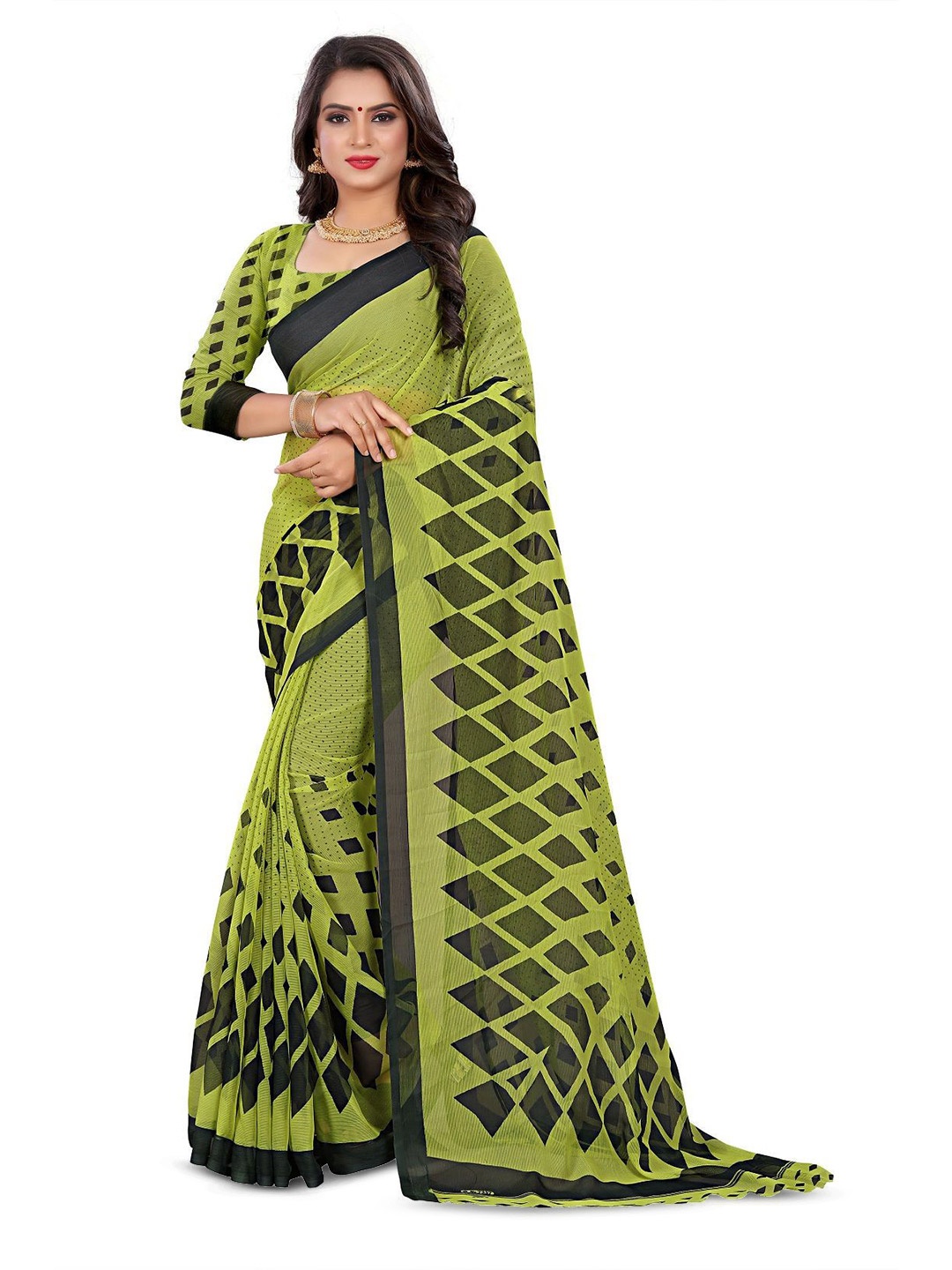 

RUNAYA NX Printed Pure Georgette Saree, Green