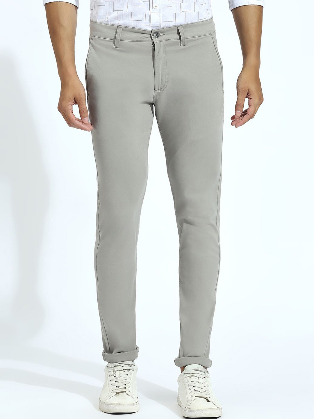 

Klub Fox Men Mid-Rise Slim Fit Regular Trousers, Grey