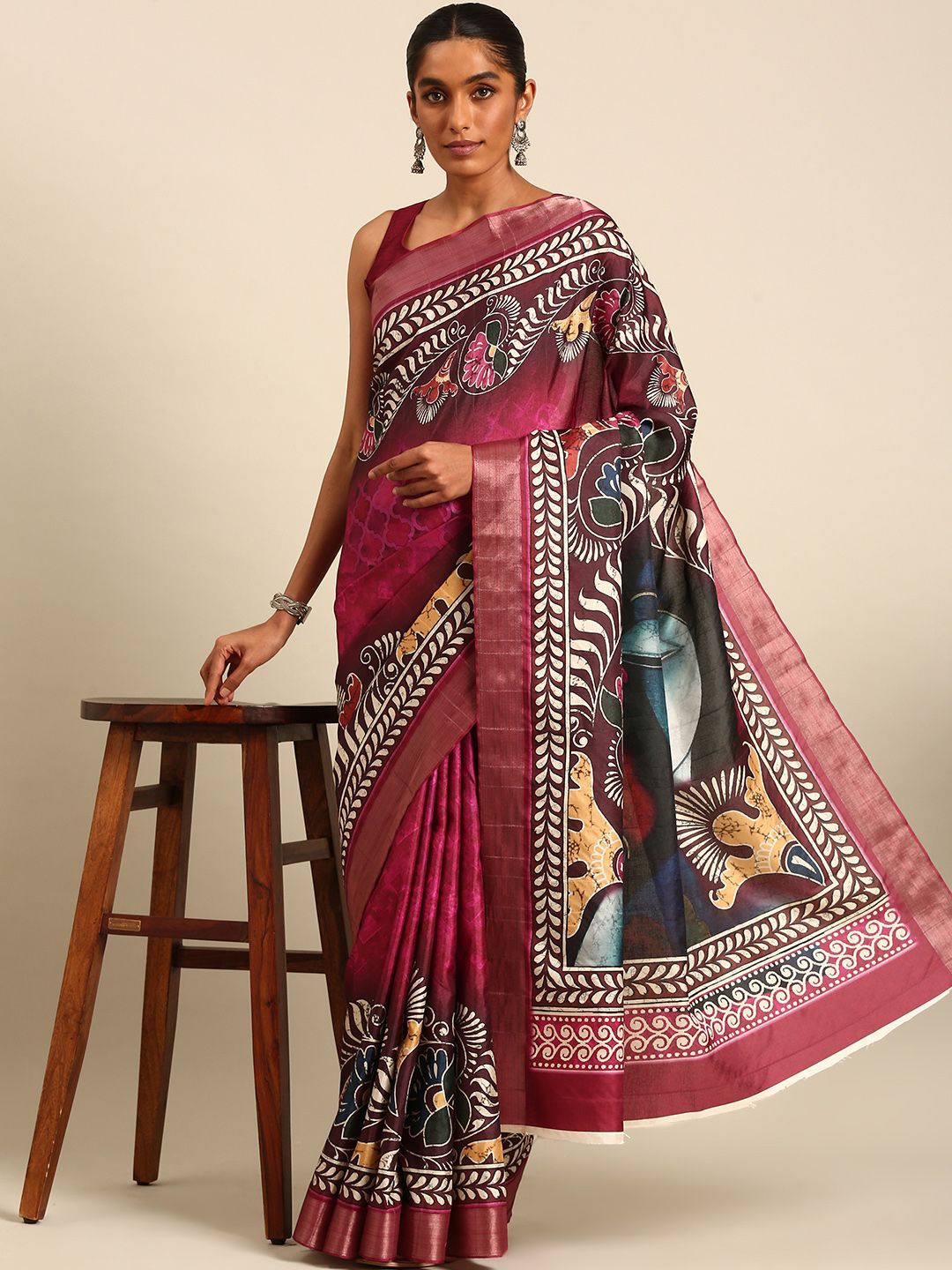 

Fashion Petals Floral Zari Saree, Pink
