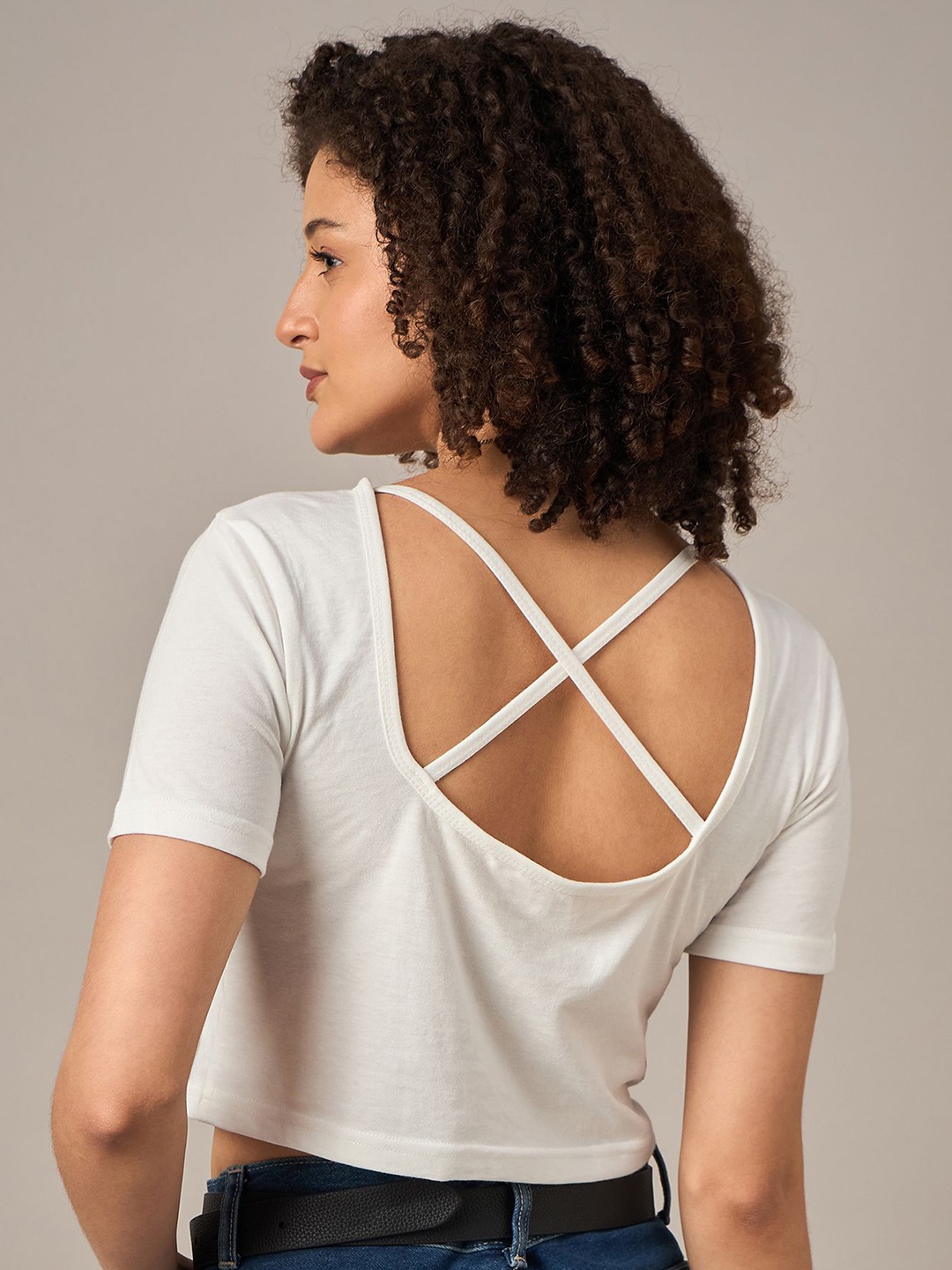

The Roadster Lifestyle Co Cotton Crop Tshirts, White
